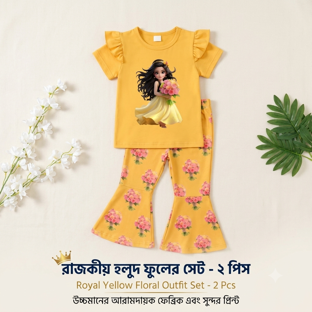 ২-৬ বছরের বাচ্চাদের প্রিমিয়াম কিউট ক্যাট এম্বস প্রিন্ট কটন ২-পিস সেট