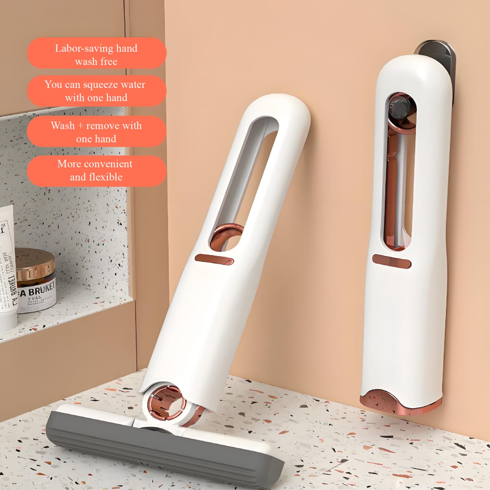 পোর্টেবল সেলফ-স্কুইজিং মিনি মপ (Portable Self-Squeezing Mini Mop)