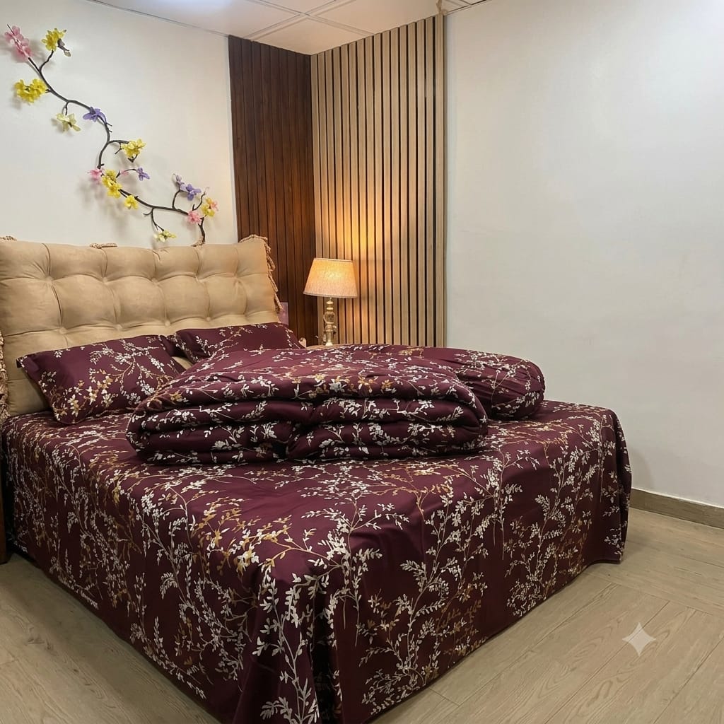 প্রিমিয়াম কটন ফ্লোরাল প্রিন্ট ৫ পিস কম্ফর্টার সেট