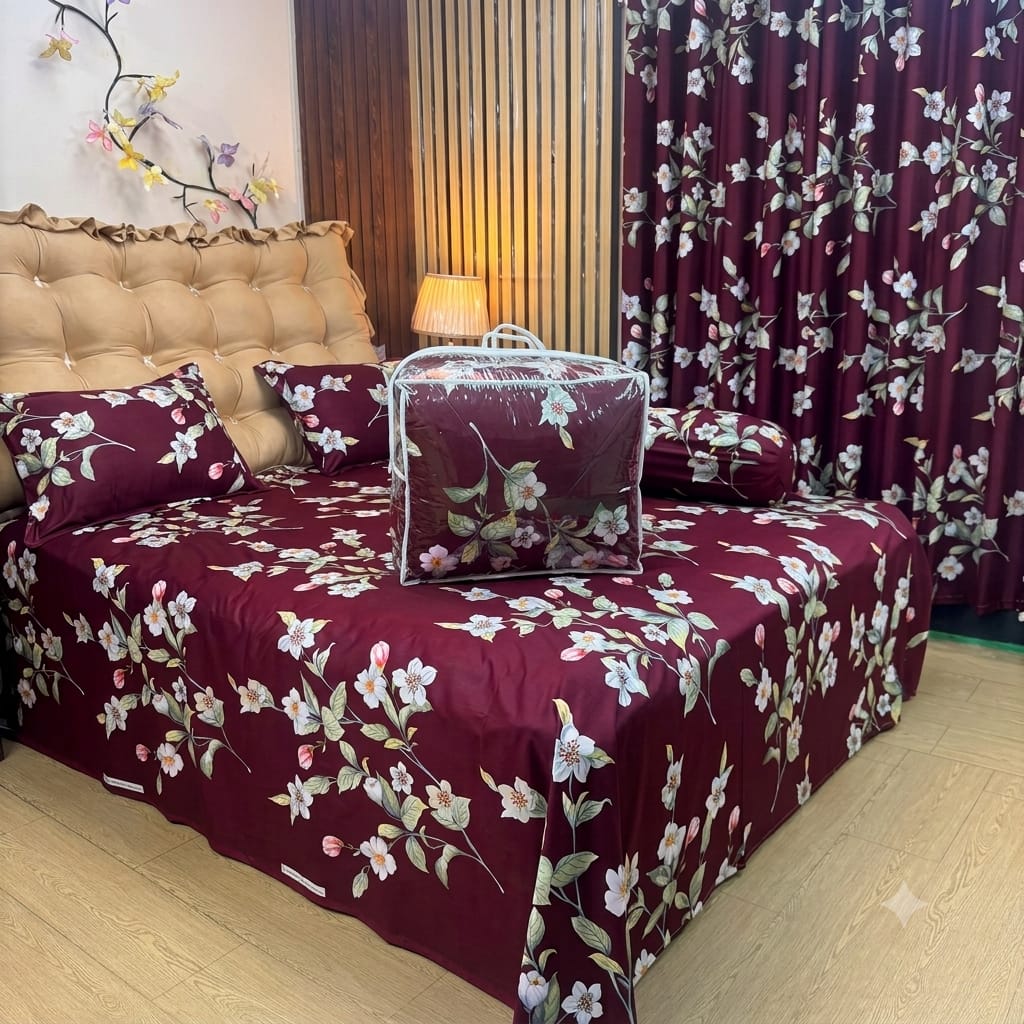 প্রিমিয়াম কটন ফ্লোরাল প্রিন্ট ৫ পিস কম্ফর্টার সেট